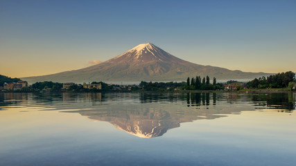 Mount Fuji reflected in Lake , Japan.