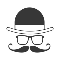 hat glasses mustache bowtie icon
