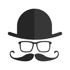hat glasses mustache bowtie icon