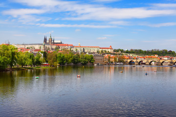 Fototapeta na wymiar Prague Castle from the river Vltava, Czech Republic
