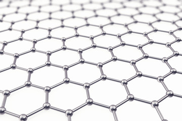 Graphene atomic structure, nanotechnology background. 3d illustration