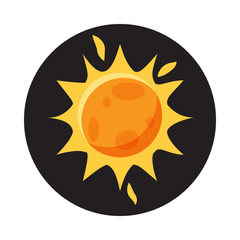 Sun in space icon, cartoon style