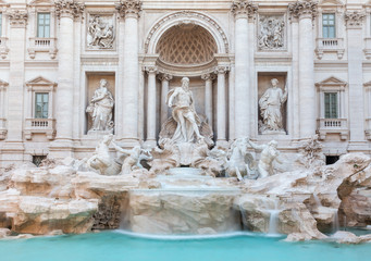 Fototapeta na wymiar Trevi Fountain, the largest Baroque fountain in Rome and one of the most famous fountains in the world