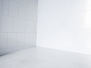 empty corner with white tiles 