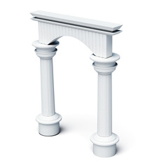 Obraz premium Columns and arch isolated on white background. 3d rendering.