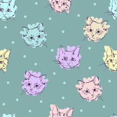trendy print vector illustration, cats background