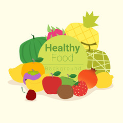 Healthy food background with fruits , vector, illustration