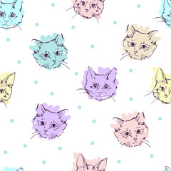 trendy print vector illustration, cats background