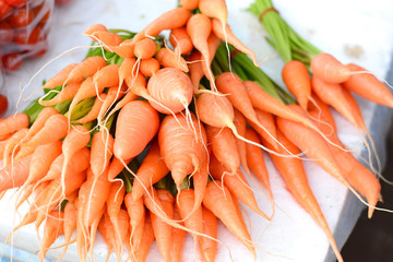 Bunch of baby carrots in the market