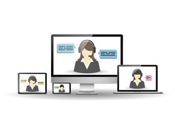 ベクター、コールセンターの女性オペレーター