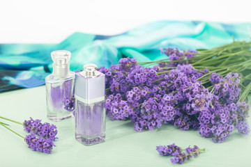 Obraz na płótnie Canvas Aromatherapy oil and lavender, lavender spa, Wellness with lavender 