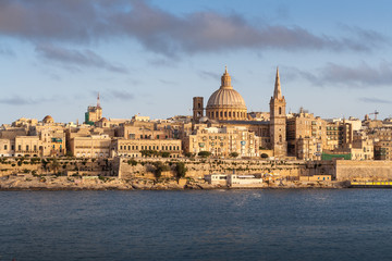 Fototapeta na wymiar Valletta capital of Malta, under golden sun.