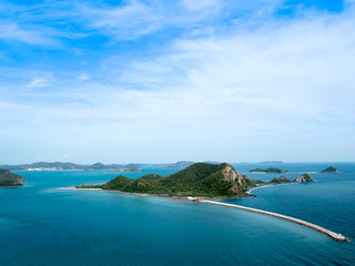 Fototapeta premium Unseen perspective beautiful viewpoint of island in the sea in clear blue sky day. Tropical island. Thailand.