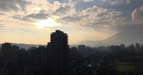 Fototapeta na wymiar Skyscrapers in Santiago Chile