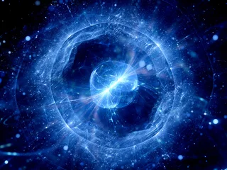 Photo sur Plexiglas Vague abstraite Abstrait bleu onde gravitationnelle rougeoyante