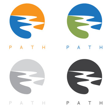 Abstract Path Or River Labels Set Vector Illustration