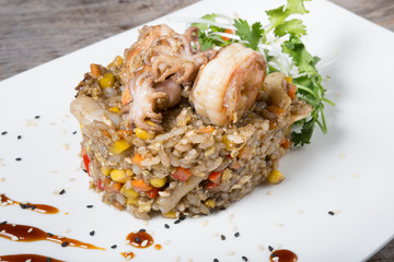 Fried thai rice with seafood