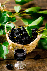 liqueur from malberry in a shot glass