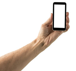 Isolated image of hand with smartphone screen