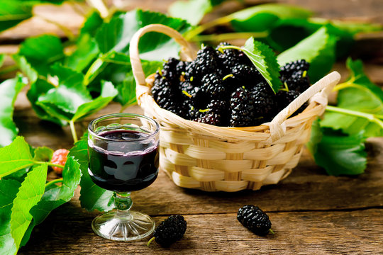 liqueur from malberry in a shot glass