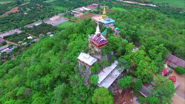 Aerial view of wat phra phutthabat Phanam,Li,lamphun,thailand.
