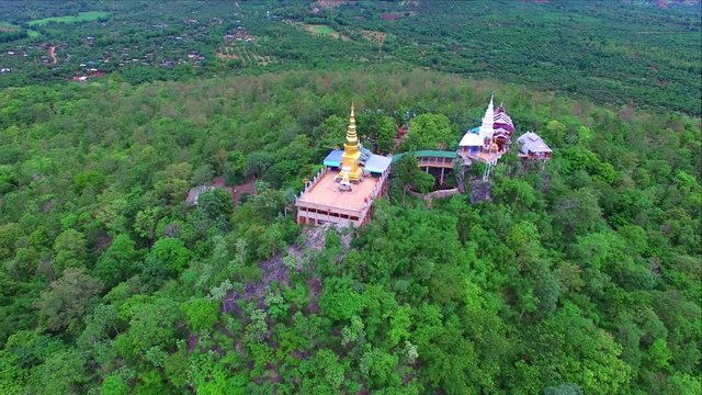 Aerial view of wat phra phutthabat Phanam,Li,lamphun,thailand.
