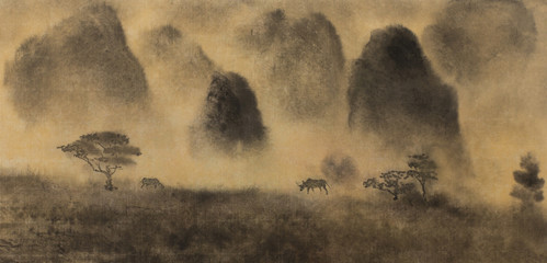 Fog and mountains - obrazy, fototapety, plakaty