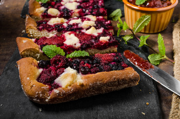 Traditional Czech crumble with berries