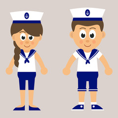 marine girl and boy vector