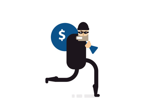 isolated illustration thief with bag of money