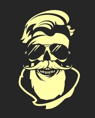 skull with beard in sunglasses