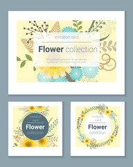 Fototapeta na wymiar Set of invitation cards with colorful flowers ,vector, illustration
