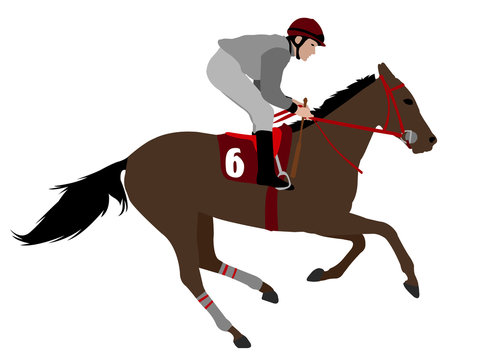 jockey riding race horse illustration 4 - vector