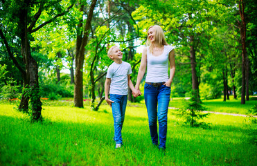 Fototapeta premium mother and son outdoor