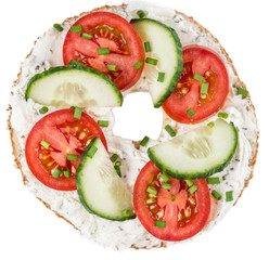 Fresh made cream cheese Bagel (isolated on white)