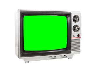 Old Vintage Television Isolated with Chroma Key Screen