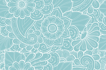 Seamless pattern with stylized flowers. Ornate zentangle seamless texture, pattern with abstract flowers. Floral pattern can be used for wallpaper, pattern fills, web page background.