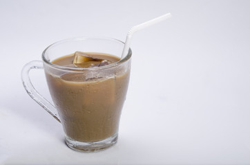coffee with milk and  beans