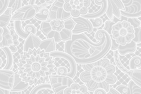 Seamless pattern with stylized flowers. Ornate zentangle seamless texture, pattern with abstract flowers. Floral pattern can be used for wallpaper, pattern fills, web page background.