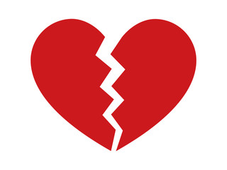 Heartbreak / broken heart or divorce flat icon for apps and websites 