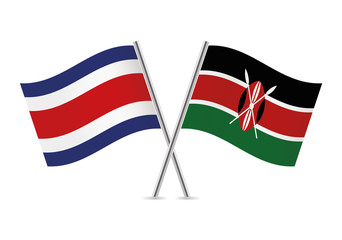 Costa Rican and Kenyan flags. Vector illustration.