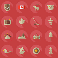 Flat concept, set modern design with shadow kanada