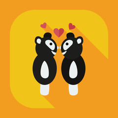 Flat modern design with shadow icons panda love
