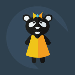 Flat modern design with shadow icons panda girl