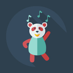 Flat modern design with shadow icons panda dances