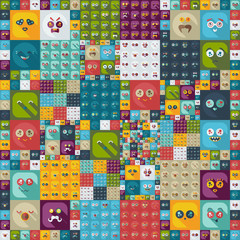 Flat concept, set modern design with shadow smiley