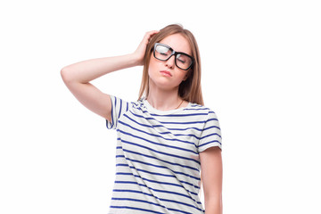 sick woman suffers from headache, migraine, hangover, stress