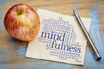 mindfulness word cloud on napkin