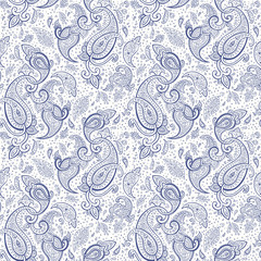 Paisley Hand drawn seamless pattern.