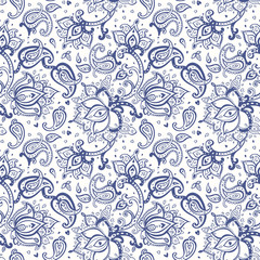 Paisley Hand drawn seamless pattern.